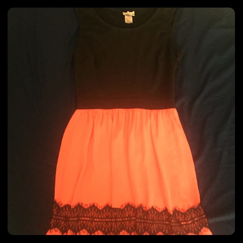 Orange/pink and black summer dress